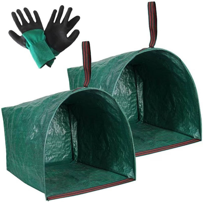 RISETEX 72 Gallon Garden Bag for Debris, 2-Pack Yard Waste Bag with Large Dustpan-Style Opening, Includes Gardening Gloves | Collapsible Container for Leaves, Grass Clippings, Parties, Laundry & Camping - Image 1